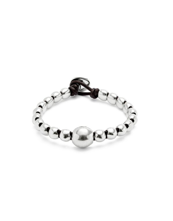 Bracelet with sterling silver-plated beads and central larger bead