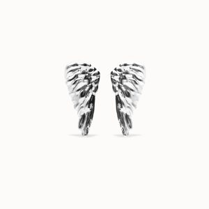 Metal alloy earrings pleated in sterling silver in the shape of wings