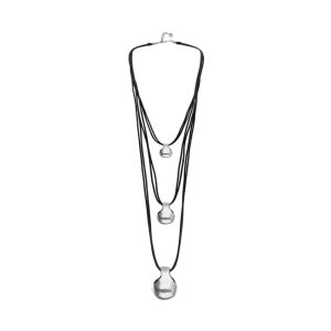 Triple leather necklace with 2 sterling silver alloy shaped balls