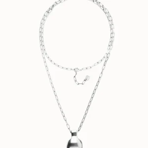 Sterling silver long metal alloy long necklace with big ball