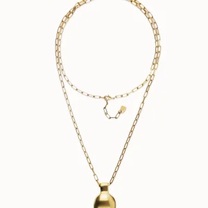 18k gold plated metal alloy long necklace with big ball