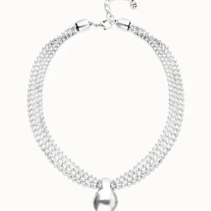 Sterling silver alloy necklace with silver threads and big shaped ball