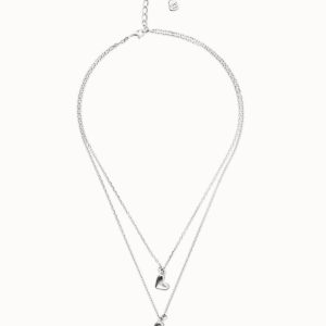 Sterling silver double plated necklace with two hearts