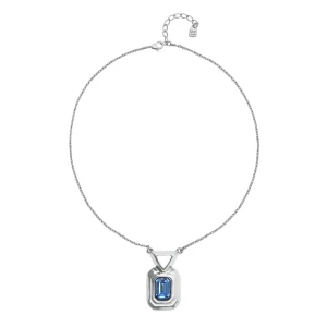 Sterling silver plated necklace with blue faceted crystal