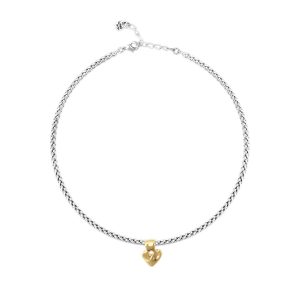 Sterling silver plated ball  necklace with 18k gold heart detail