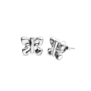 Sterling silver plated metal alloy butterfly earrings