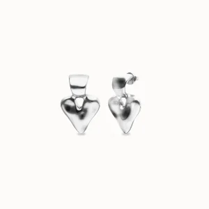 Sterling silver plated heart shaped earrings