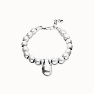 Bracelet with medium sterling silver alloy shapes of balls and big shaped ball