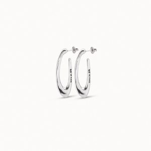 Oval hoop earrings plated in sterling silver