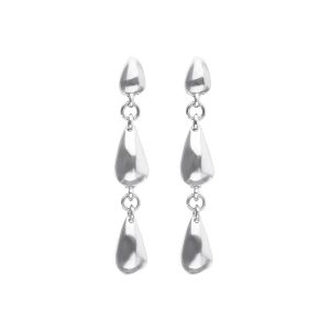 Sterling silver metal alloy plated long earrings with drop shape