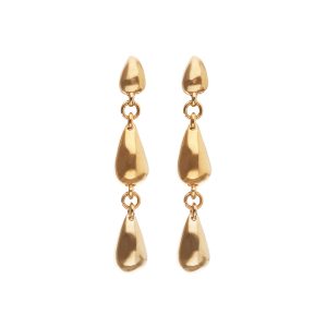 18k gold metal alloy plated long earrings with drop shape