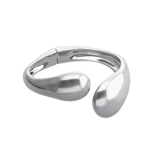 Sterling silver rigid bracelet with a drop in each extreme
