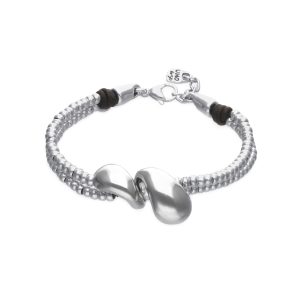 Sterling silver plated metal alloy bracelet with two silver drops